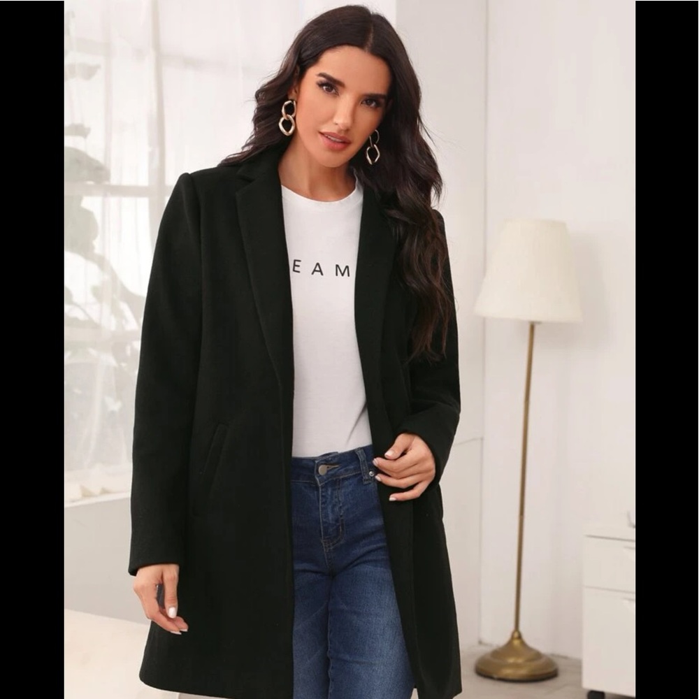 Notched Collar Classic Coat - Picture 7 of 15